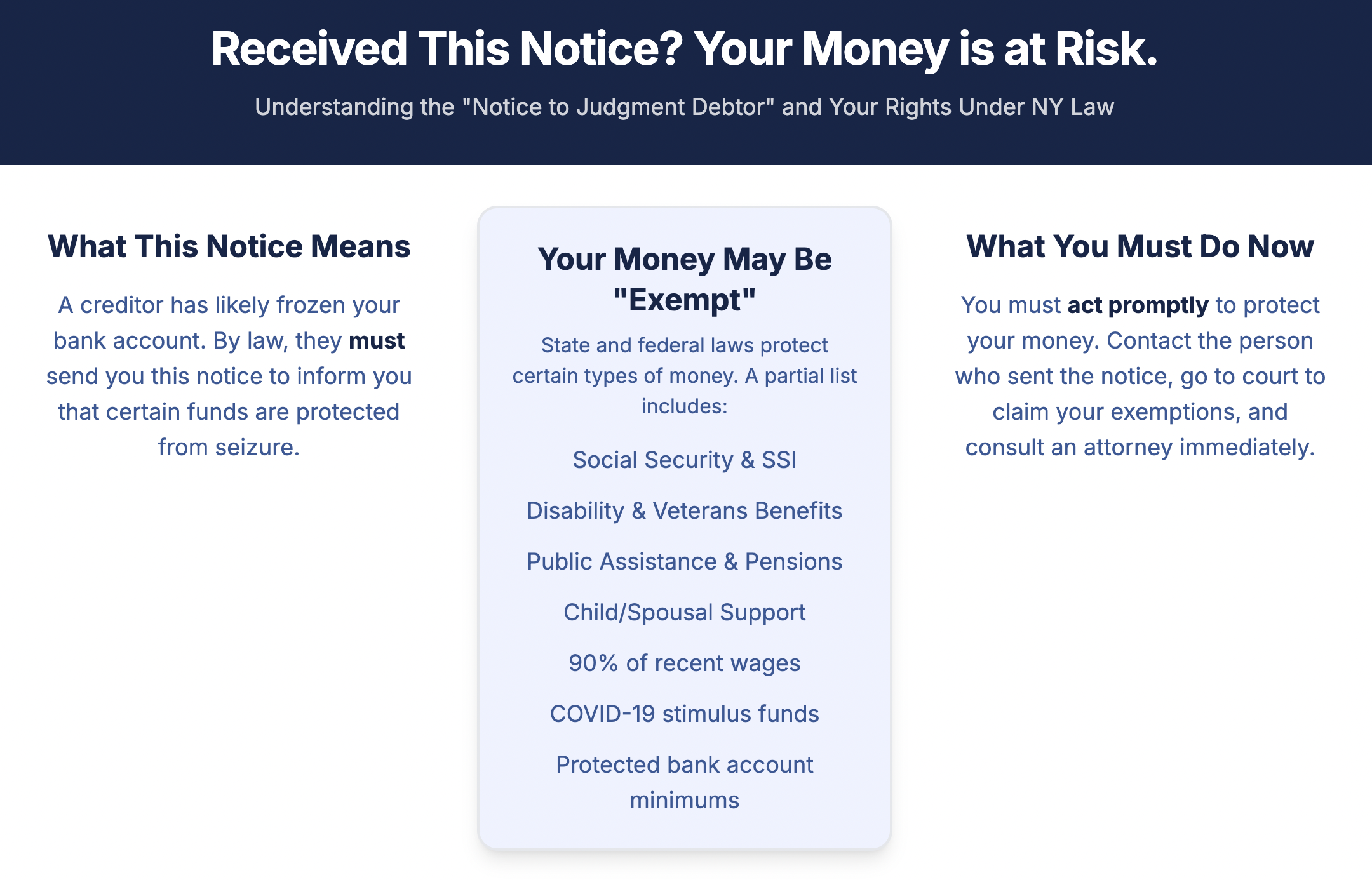 Received This Notice? Your Money is at Risk. Understanding the "Notice to Judgment Debtor" and Your Rights Under NY Law